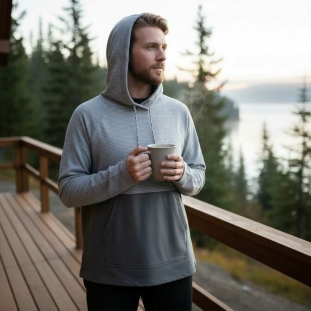 LL Bean Mens Hoodie XL Regular Pullover Stripe Colorblock Jersey Stretch Pocket